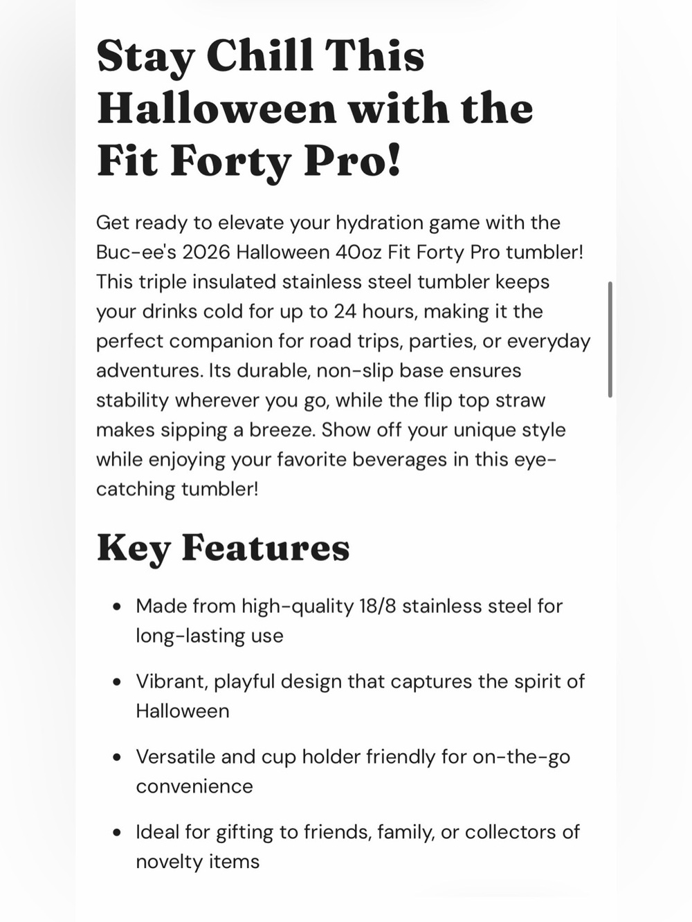 Buc-cee’s 2026 Halloween Glow-in-the-dark 40oz Fit Forty Pro Tumbler - Picture 8 of 8